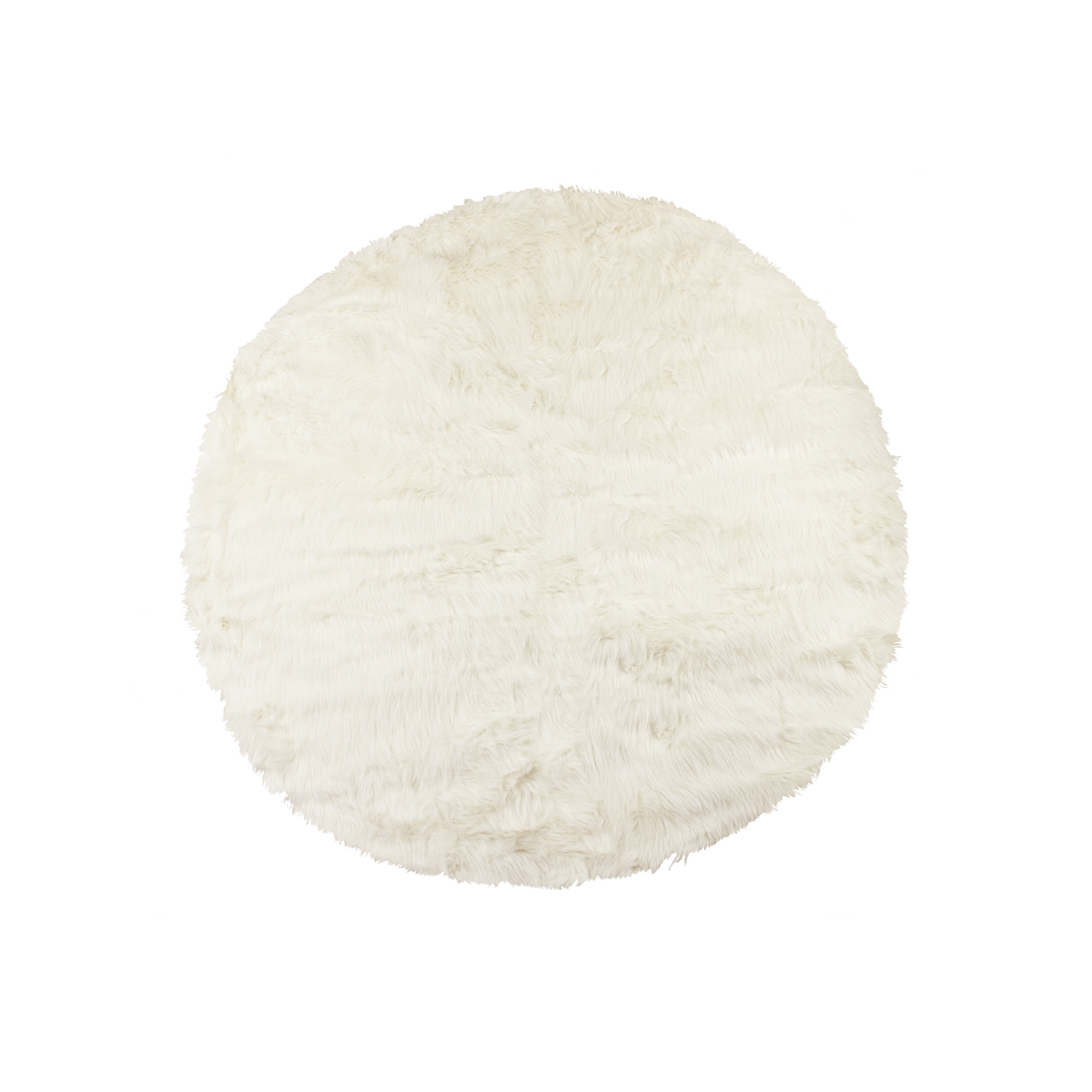 6 in. Circular Fur Rug - Diameter Off White