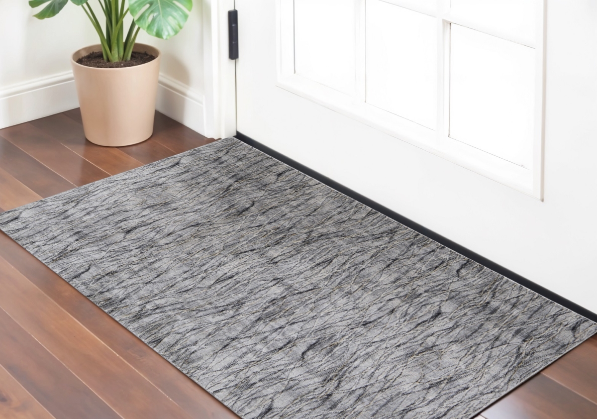 567727 2 x 3 ft. Abstract Power Loom Rectangle Area Rug, Gray, Ivory & Tan