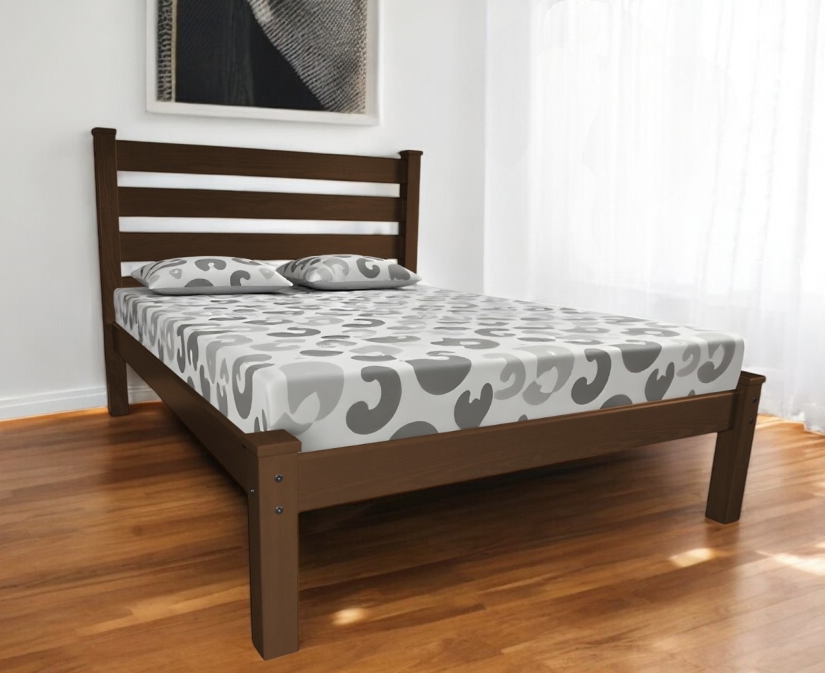 546885 Traditional Brown Solid Wood Queen Size Bed Frame - 800 lbs