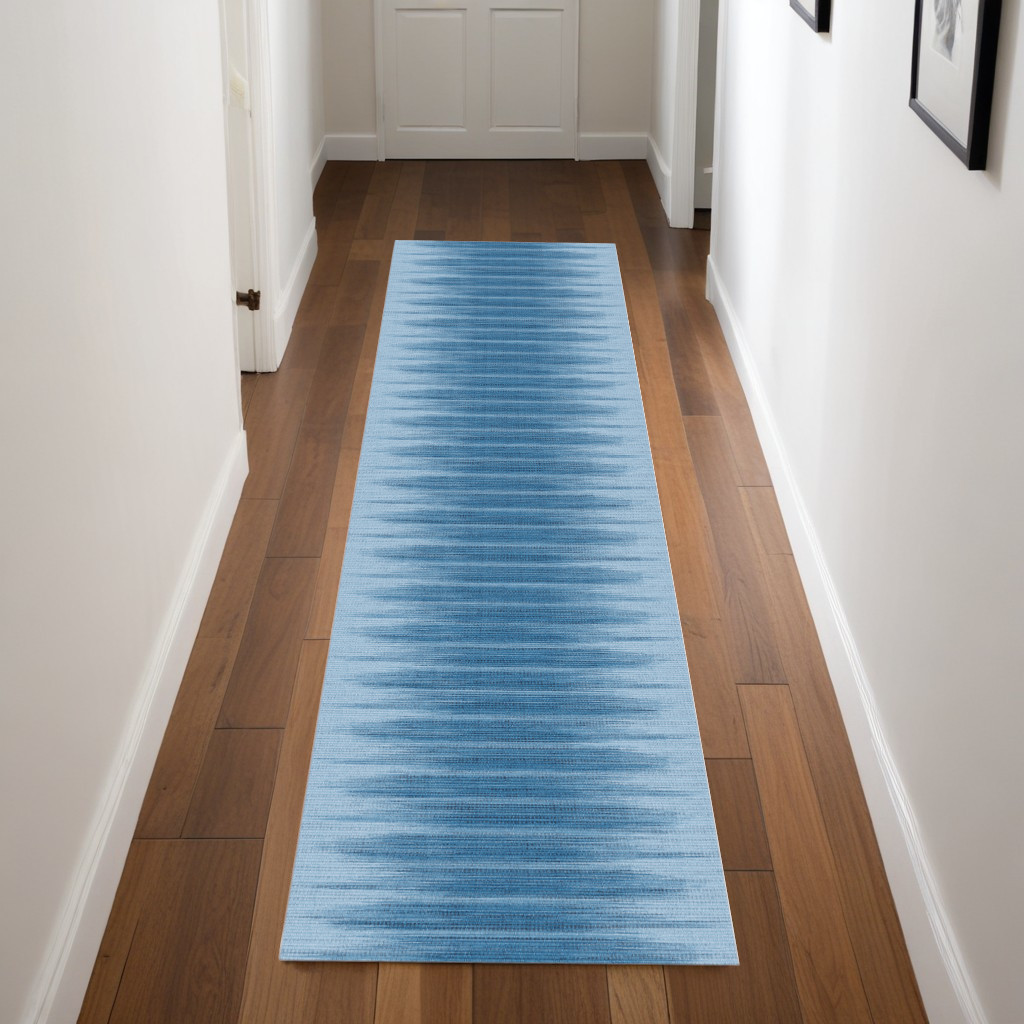 546471 8 ft. Ombre Distressed Non Skid Runner Rug, Blue