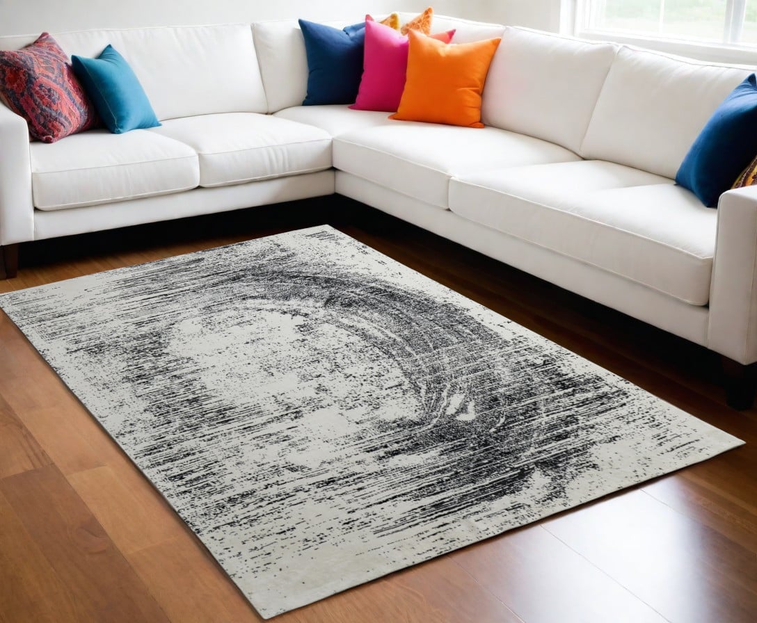 566735 5 x 8 ft. Abstract Hand Woven Rectangle Area Rug, Black & Gray