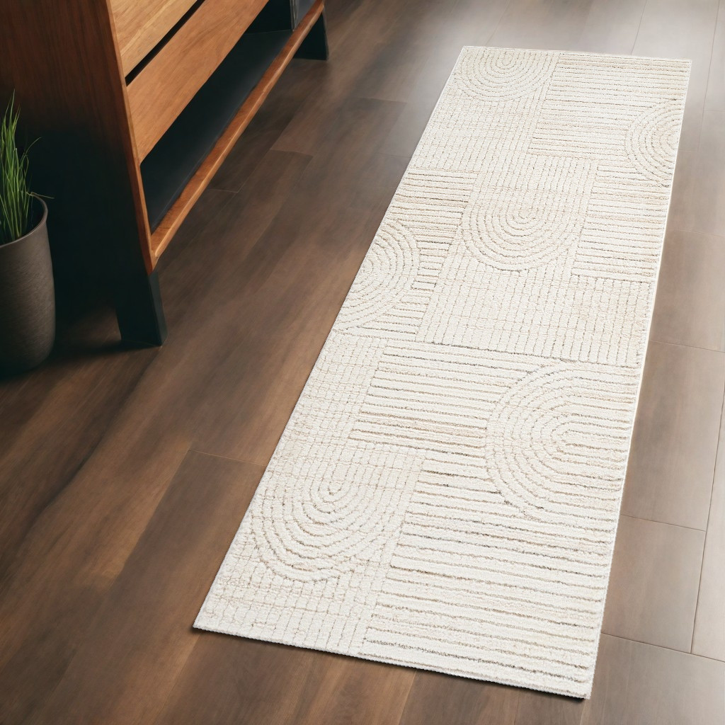 558427 2 x 5 ft. Abstract Distressed Rectangle Area Rug, Cream & Beige