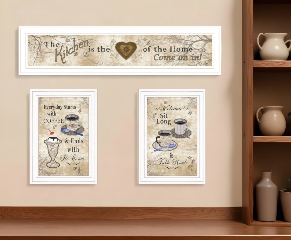 Picture of HomeRoots 406682 Love of Nature Kitchen White Framed Print Wall Art - Set of 3