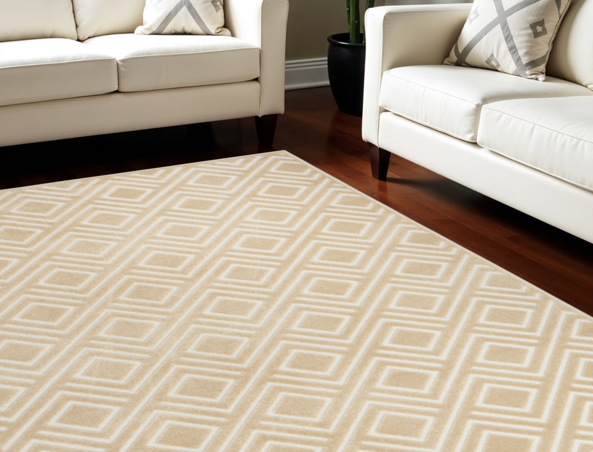569772 8 x 10 ft. Geometric Rectangle Area Rug, Tan