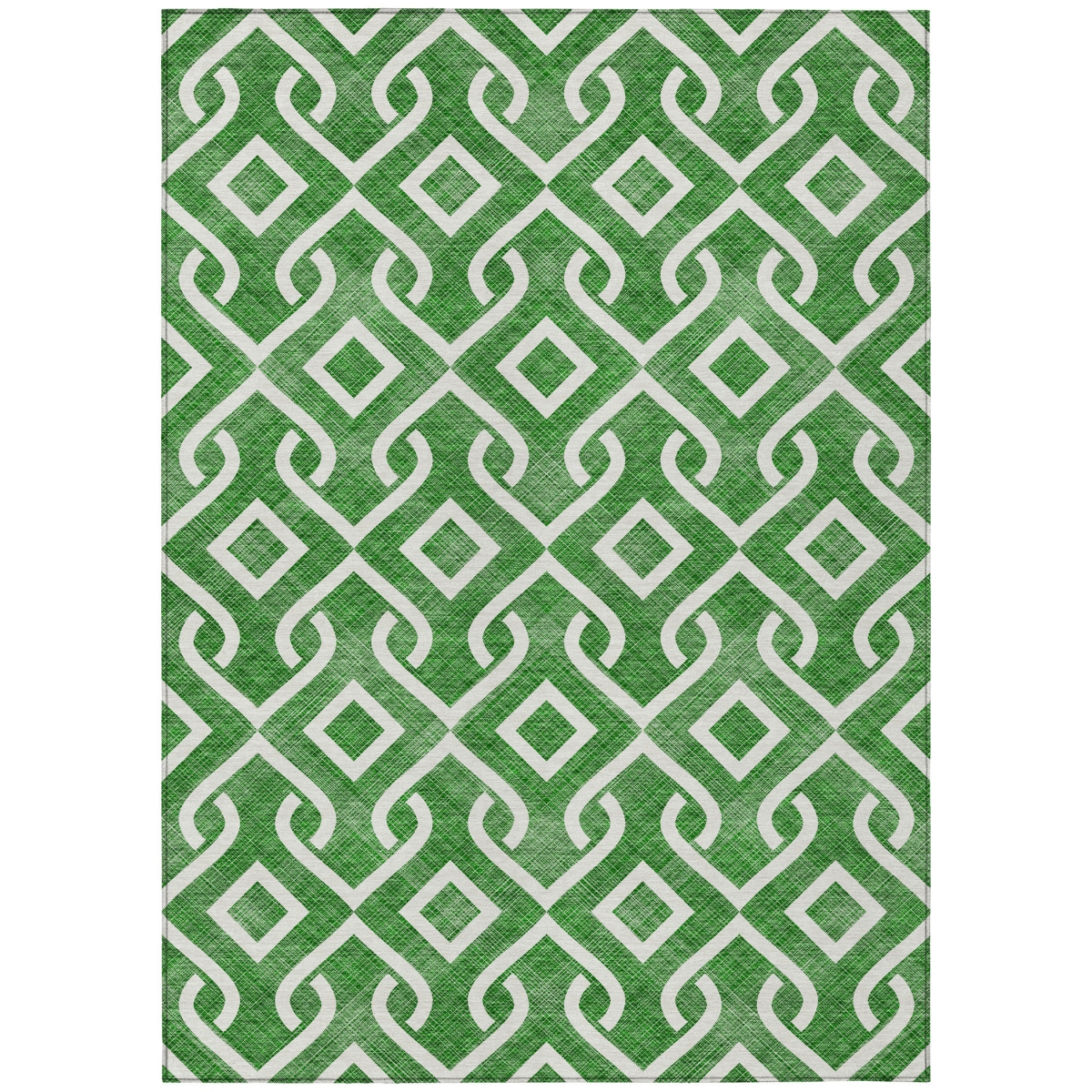 578885 10 x 14 ft. Geometric Washable Indoor & Outdoor Rectangle Area Rug, Emerald & Ivory