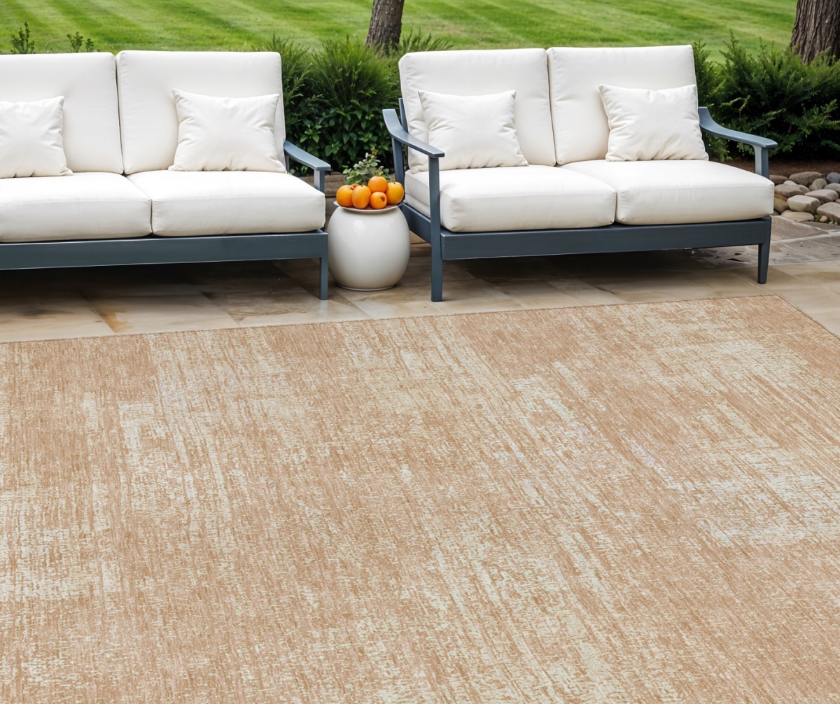 588779 10 x 14 ft. Abstract Washable Indoor & Outdoor Rectangle Area Rug, Coral & Salmon