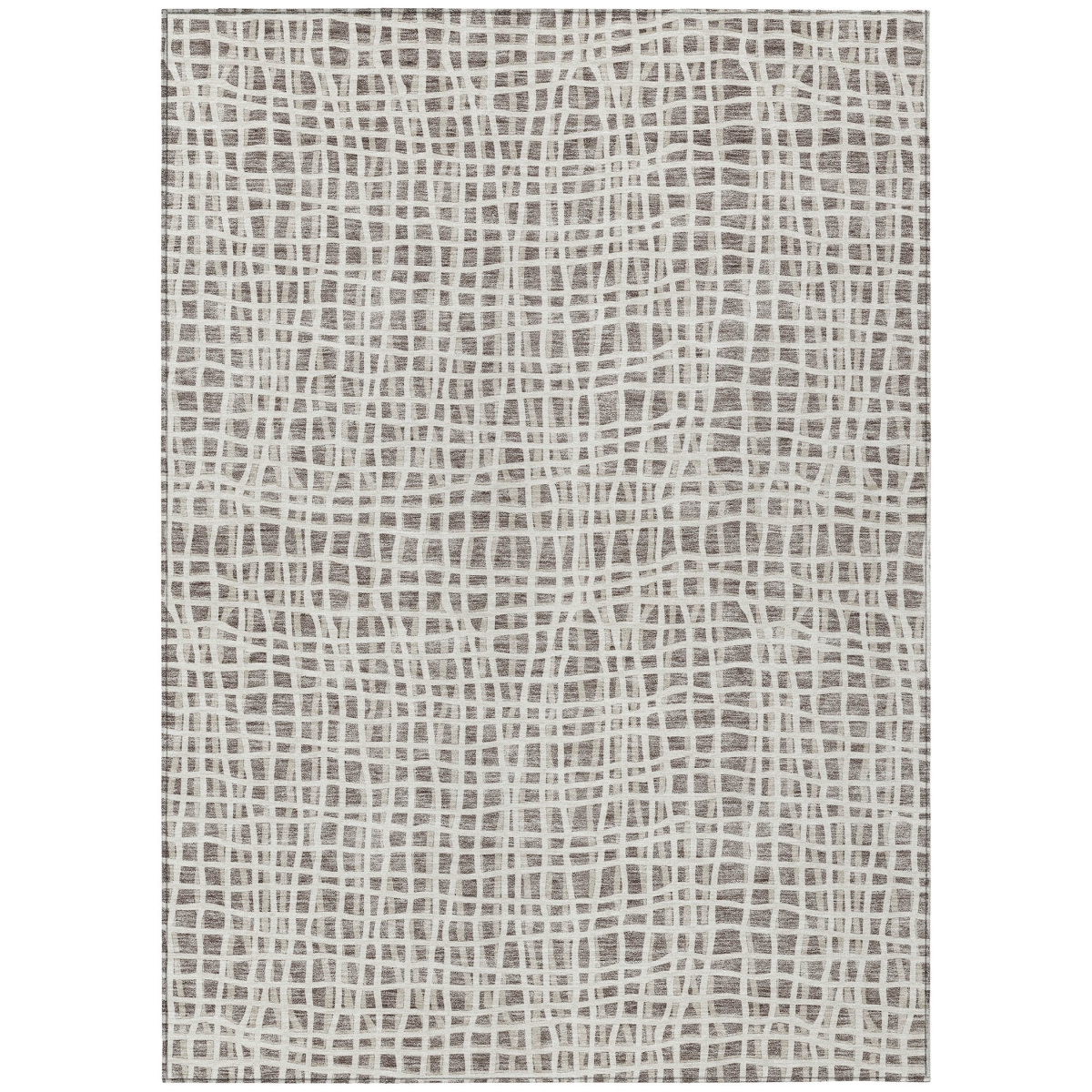 583473 10 x 14 ft. Striped Washable Indoor & Outdoor Rectangle Area Rug, Taupe & Beige