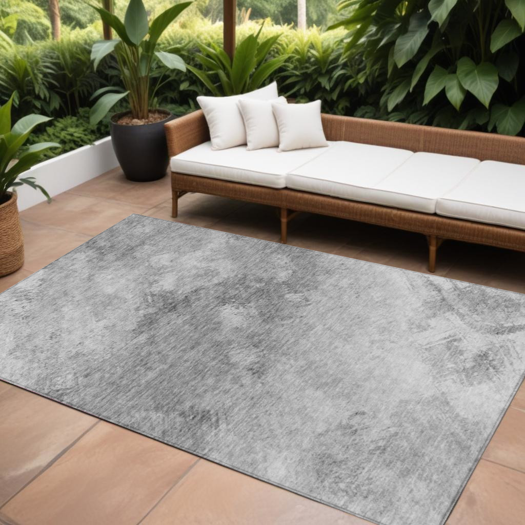 577521 9 x 12 ft. Abstract Washable Indoor & Outdoor Rectangle Area Rug, Silver, Gray & Ivory