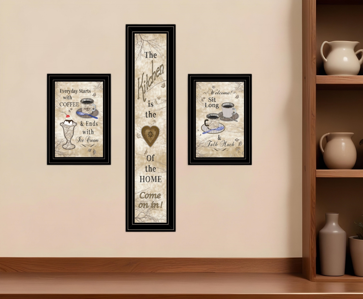 Picture of HomeRoots 406685 Rectangle Love of Nature Kitchen Black Framed Print Wall Art - Set of 3