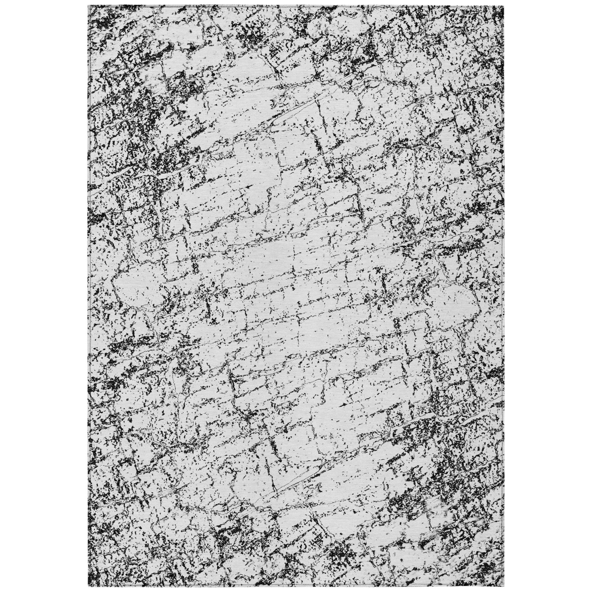 578068 9 x 12 ft. Abstract Washable Indoor & Outdoor Rectangle Area Rug, Black, White & Gray