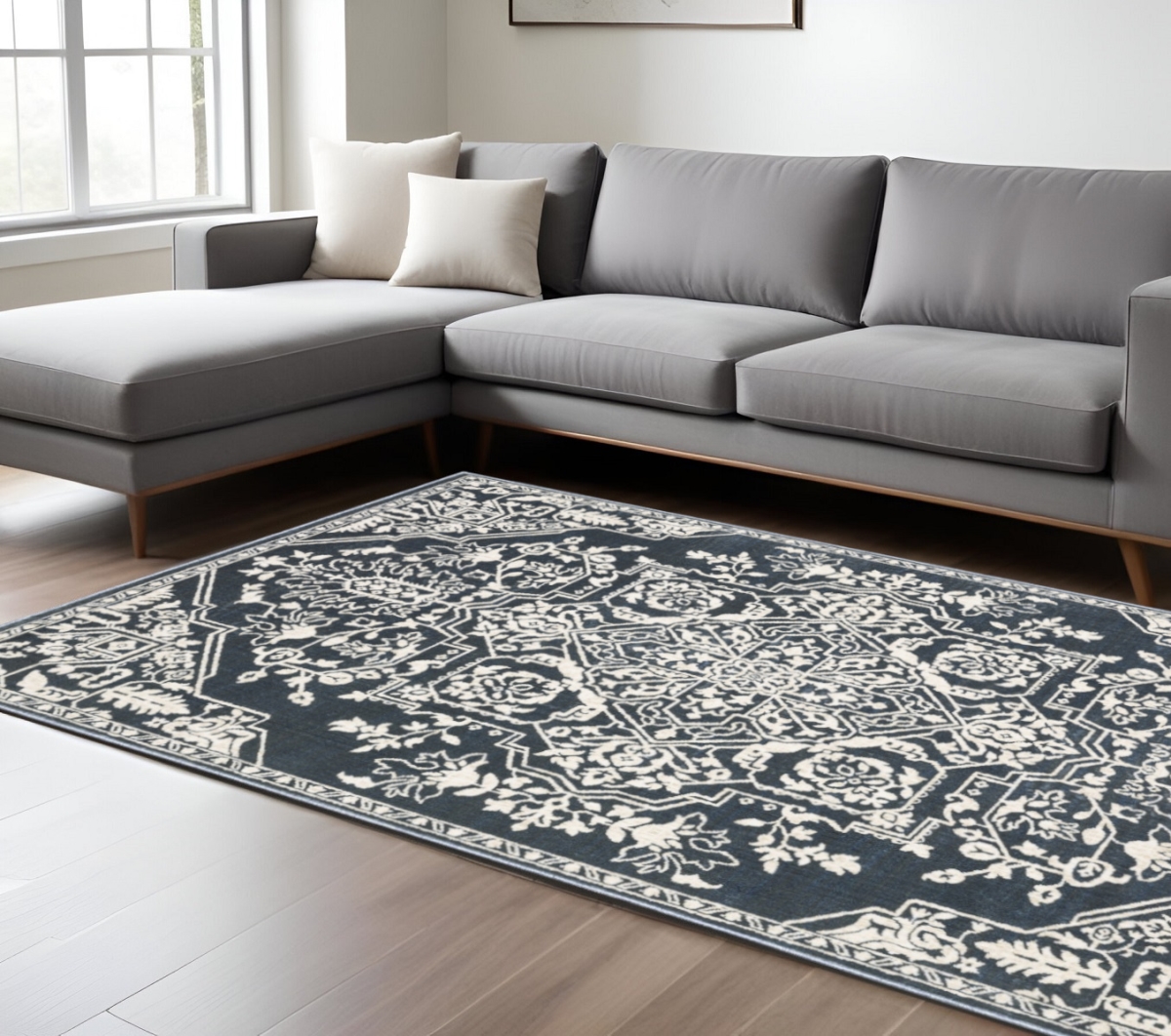 574727 8 x 11 ft. Oriental Rectangle Area Rug, Blue & Ivory