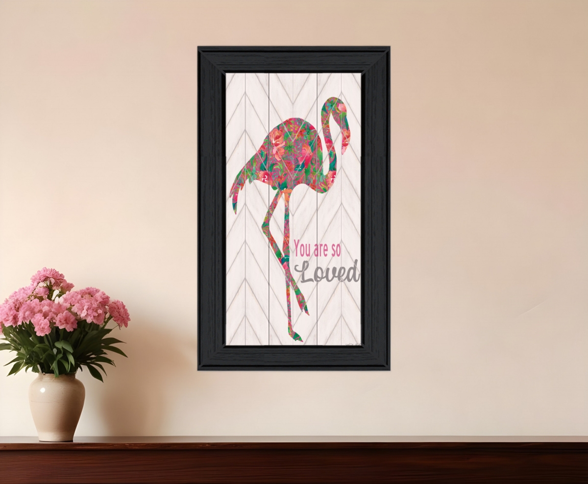 529776 Rectangle You are So Loved Flamingo Black Framed Print Wall Art