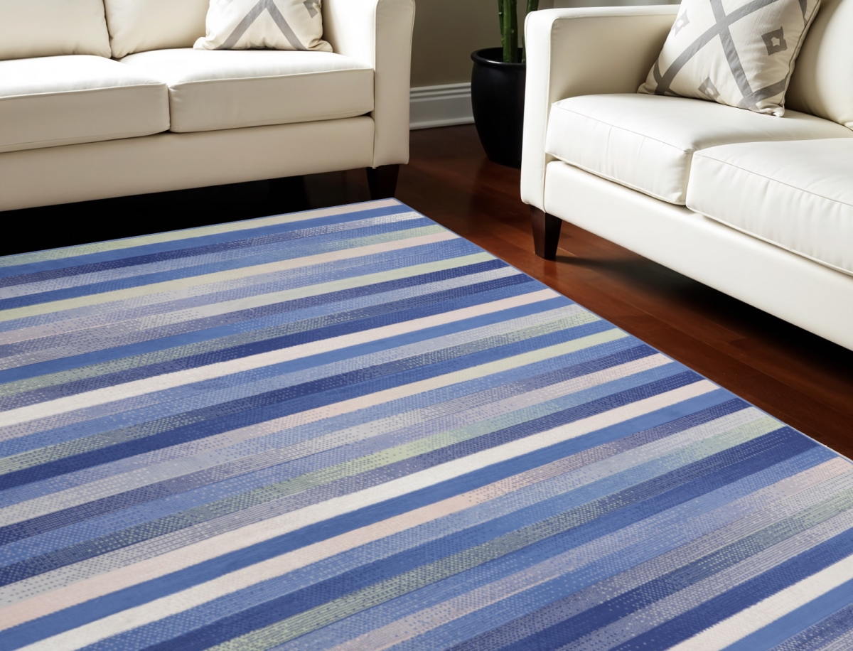 551462 8 x 12 ft. Abstract Distressed Non Skid Rectangle Area Rug, Ivory, Tan & Blue