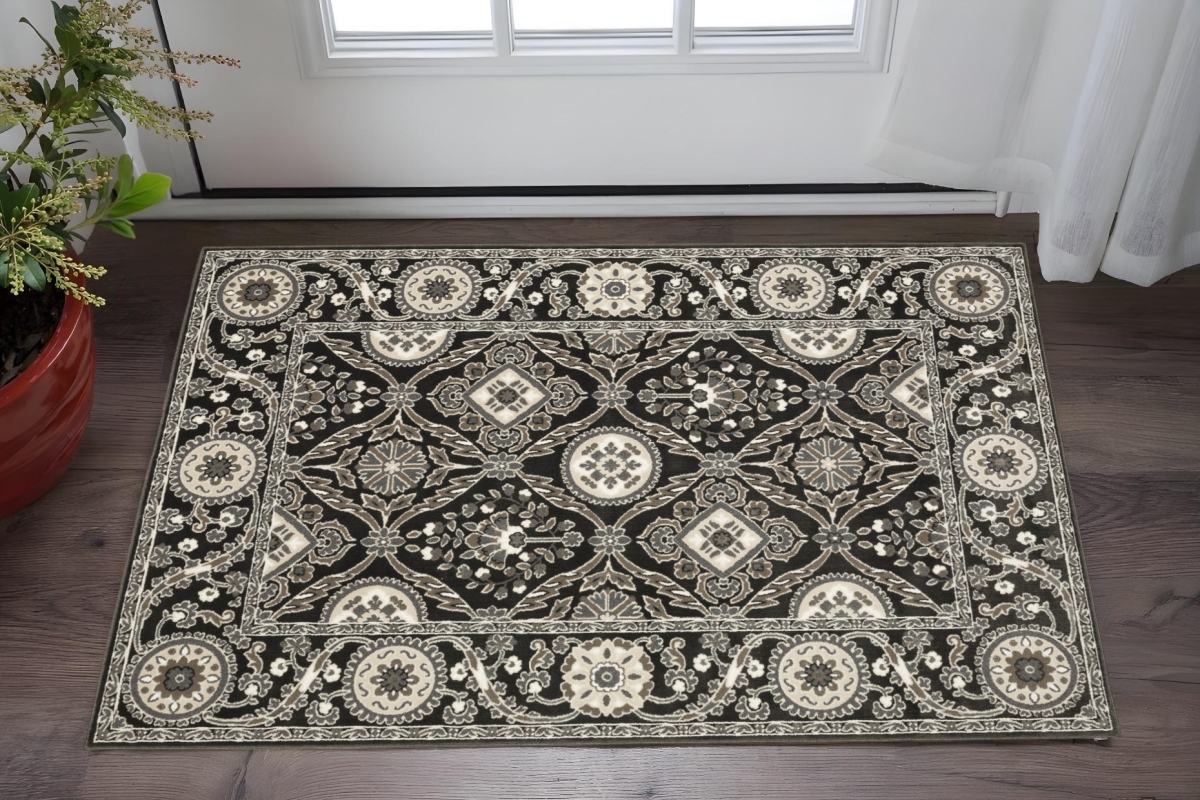 575258 3 x 5 ft. Oriental Rectangle Area Rug, Charcoal & Gray
