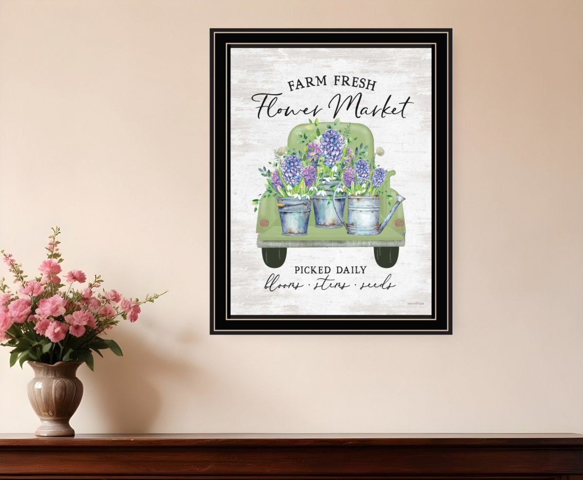 Picture of HomeRoots 530184 Rectangle Flower Market Hyacinths Black Framed Print Wall Art