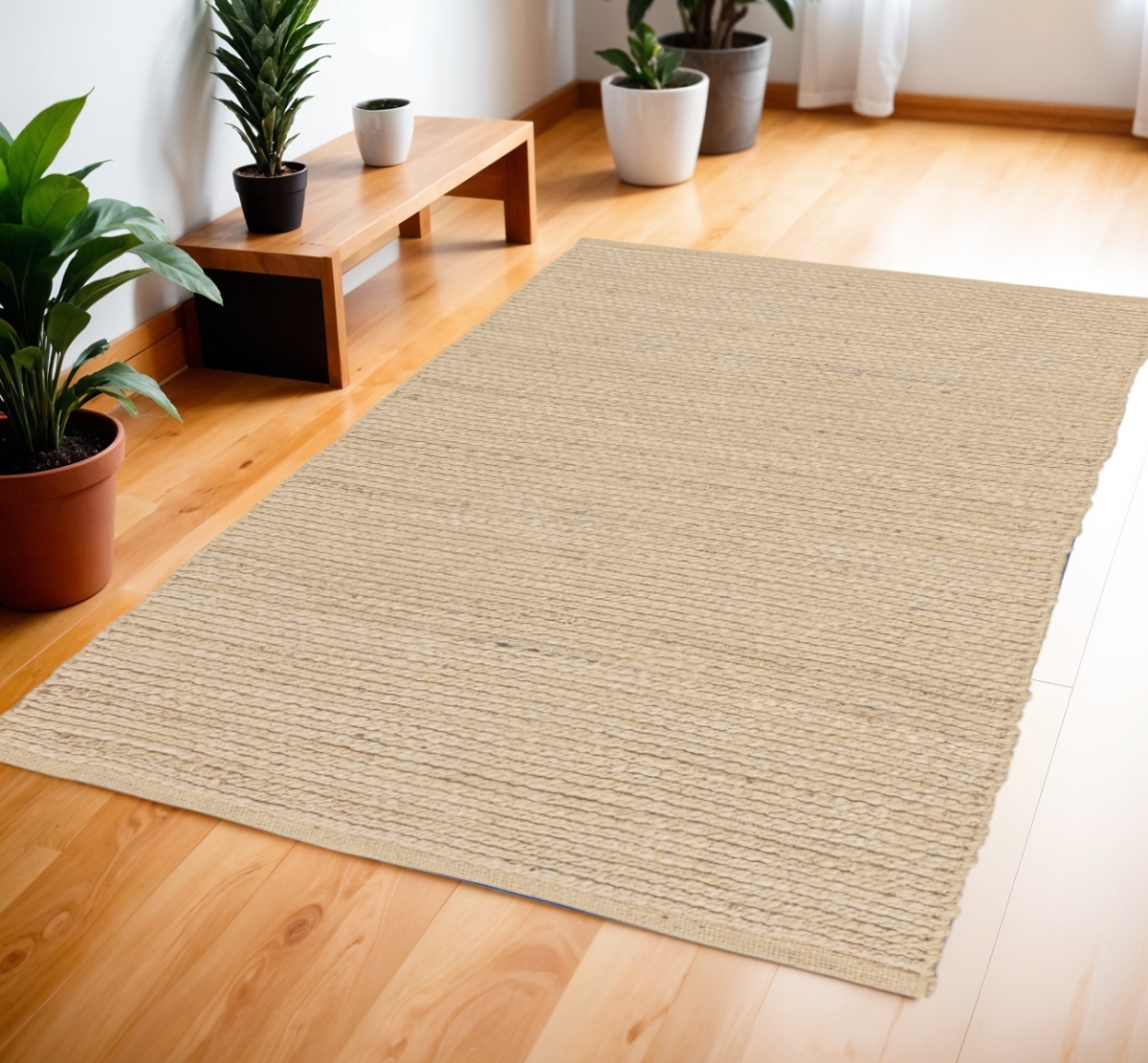 545442 4 x 6 ft. Flatweave Handmade Rectangle Area Rug, Natural