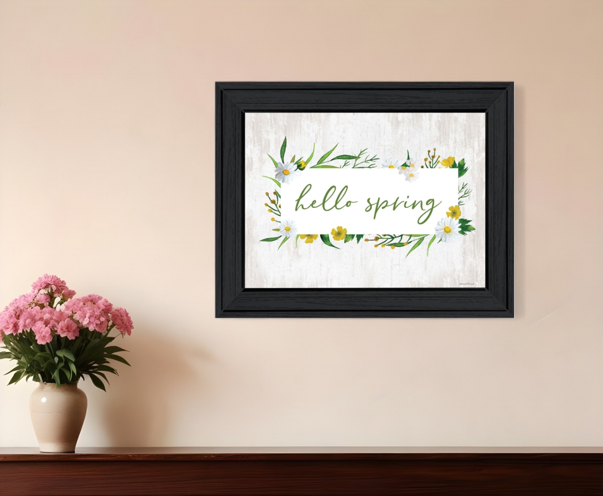 530056 Rectangle Hello Spring Black Framed Print Wall Art