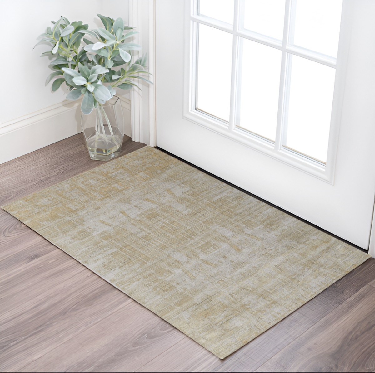 566974 2 x 3 ft. Abstract Hand Woven Rectangle Area Rug, Yellow & Ivory