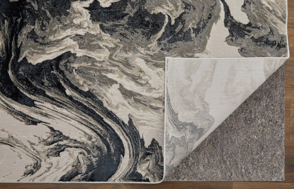 565793 4 x 6 ft. Abstract Power Loom Rectangle Area Rug, Ivory, Black & Taupe
