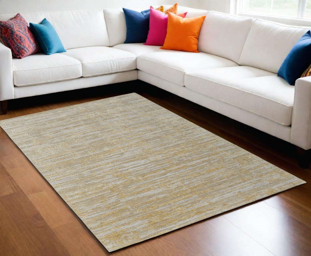 566977 5 x 8 ft. Abstract Hand Woven Rectangle Area Rug, Yellow & Ivory