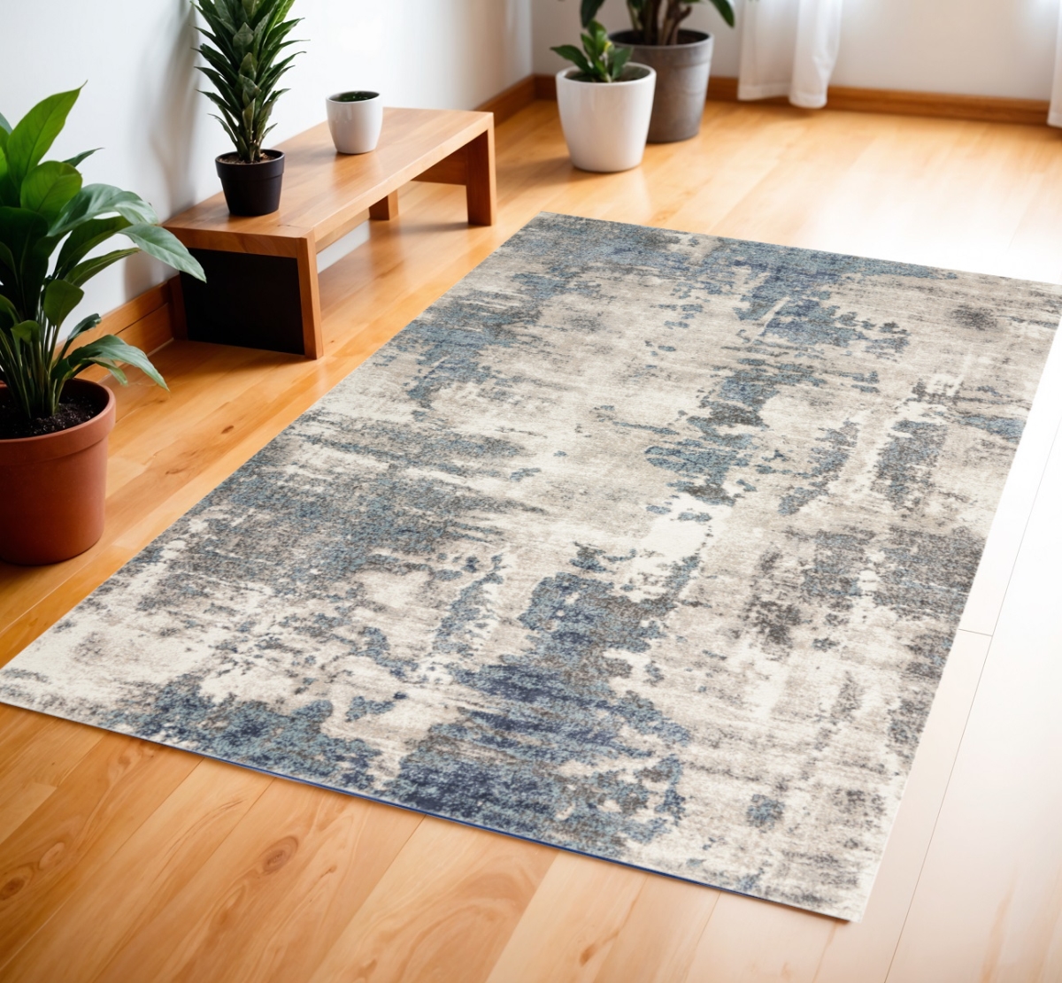 569651 4 x 6 ft. Abstract Power Loom Rectangle Area Rug, Blue