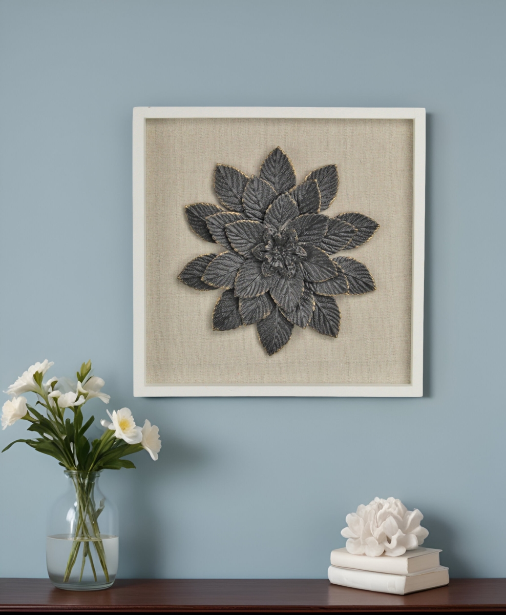 489488 12 x 13 in. Black & Gold Flower Wood & Metal Wall Decor