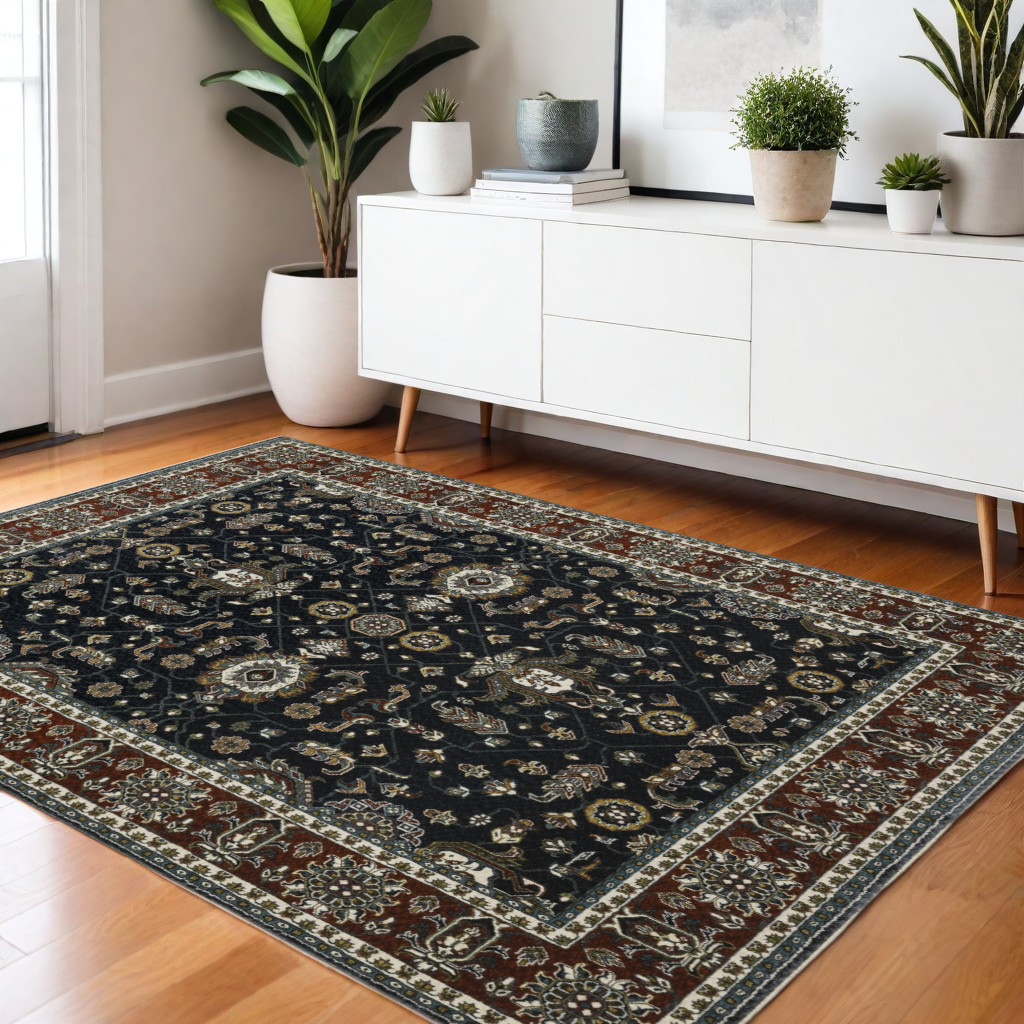 575465 4 x 6 ft. Oriental Rectangle Area Rug with Fringe, Rust