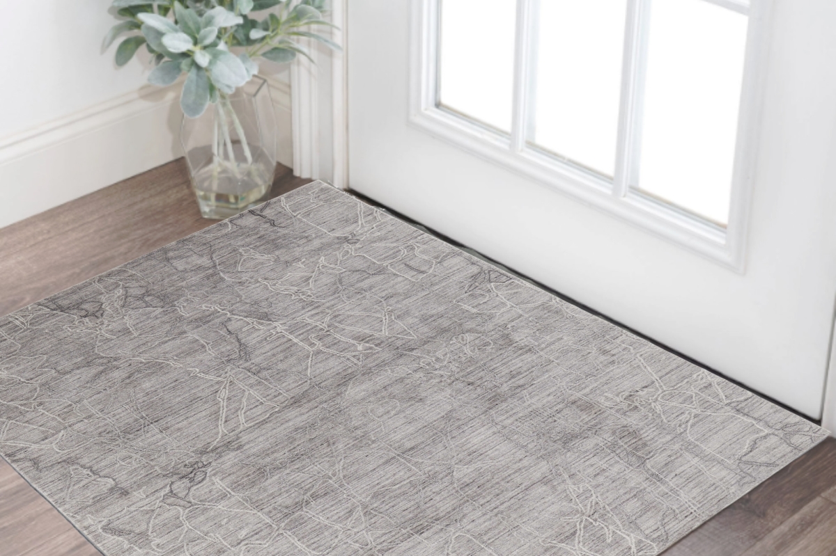 567838 2 x 3 ft. Abstract Hand Woven Worn Faded Rectangle Area Rug, Gray & Ivory