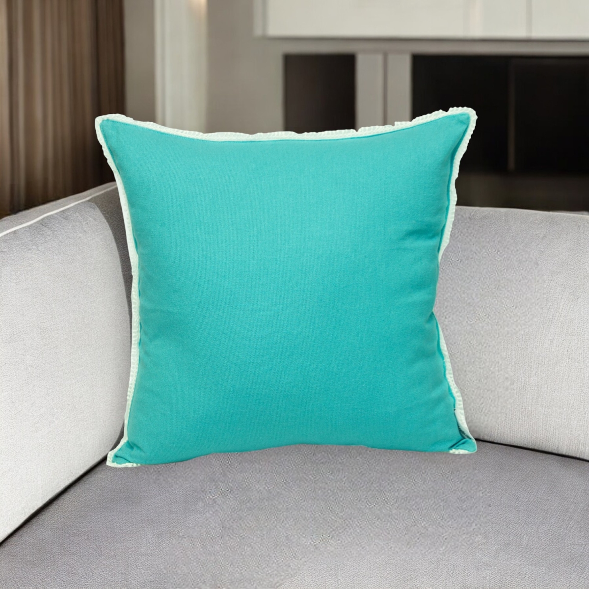 529319 20 in. Blue Cotton Throw Pillow