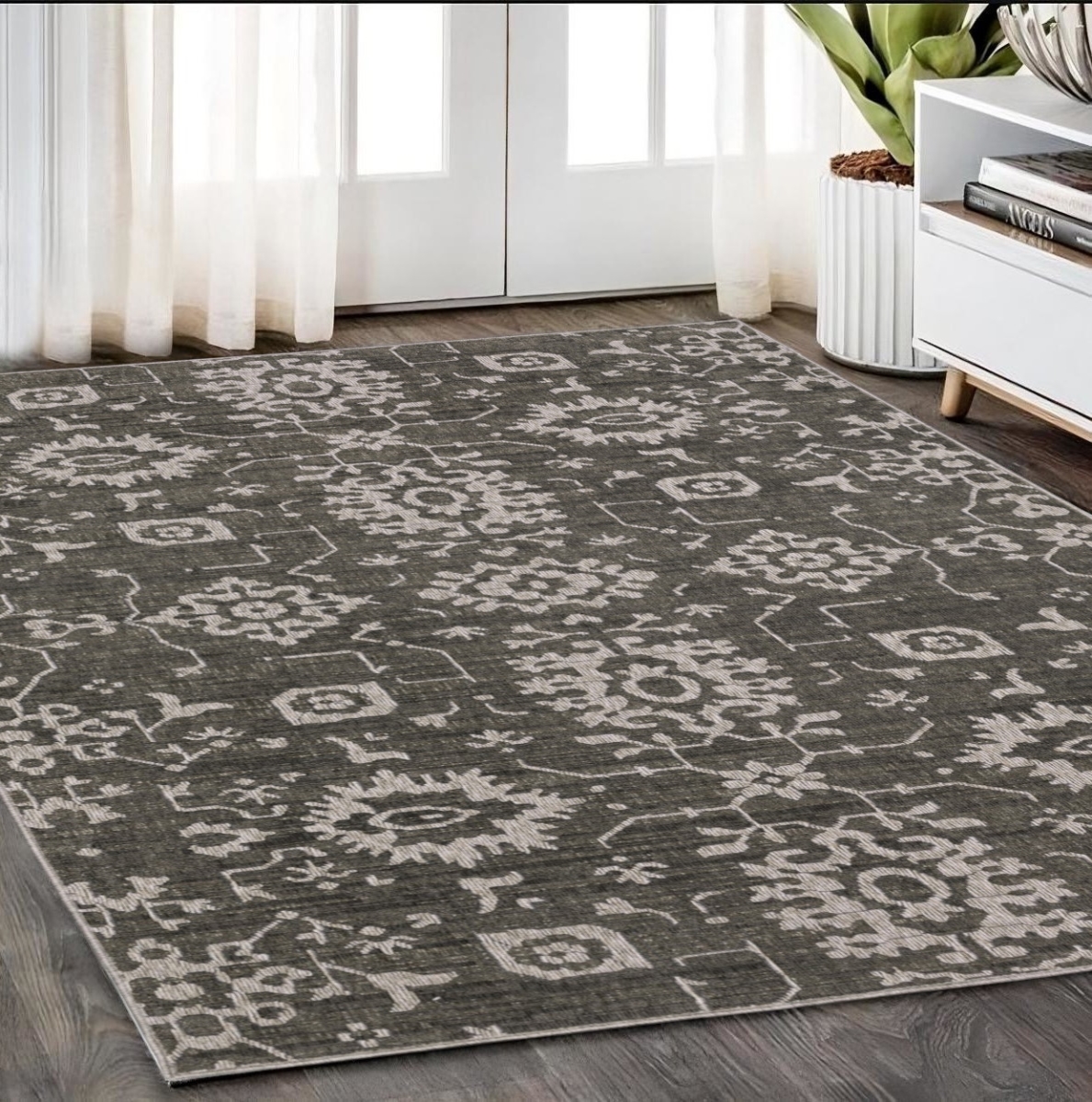 575409 5 x 8 ft. Oriental Rectangle Area Rug, Gray & Ivory
