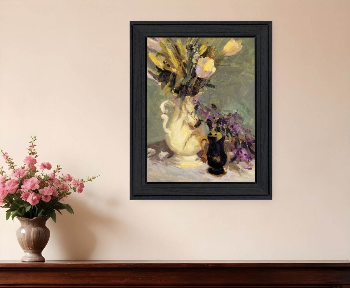529971 Tulips a Lavender Black Framed Print Wall Art