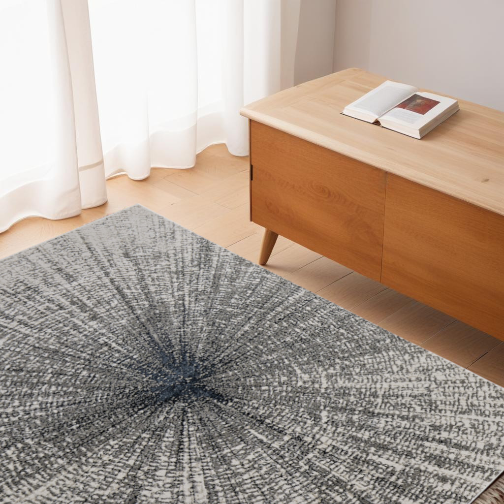 565825 5 x 8 ft. Abstract Power Loom Rectangle Area Rug, Gray & Ivory