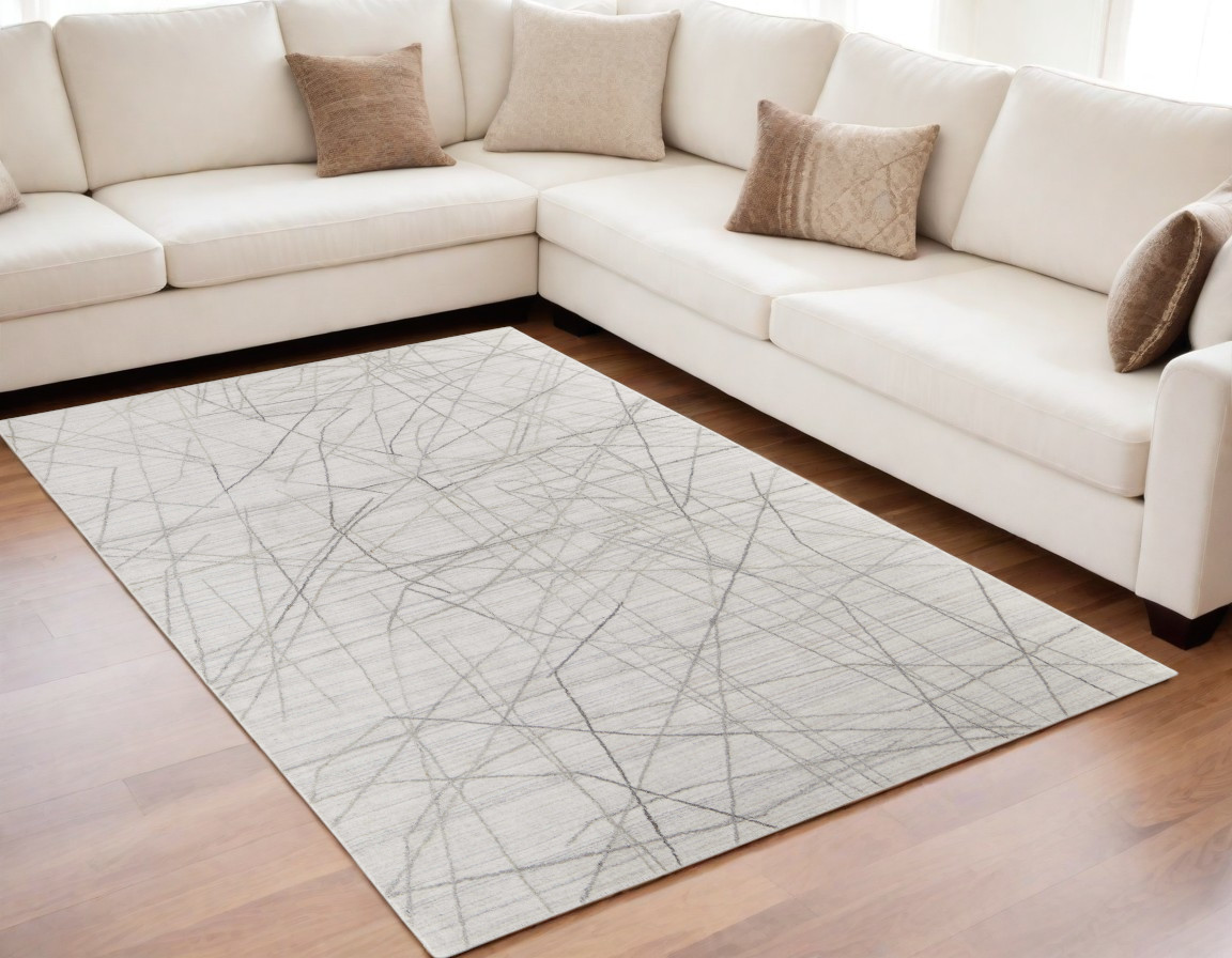567858 5 x 8 ft. Abstract Hand Woven Rectangle Area Rug, Gray & Ivory