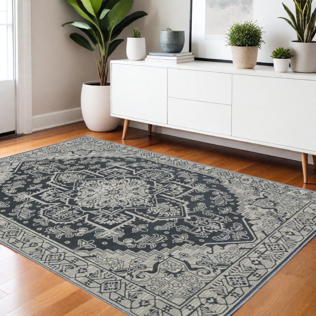 574697 4 x 6 ft. Oriental Rectangle Area Rug, Blue & Gray
