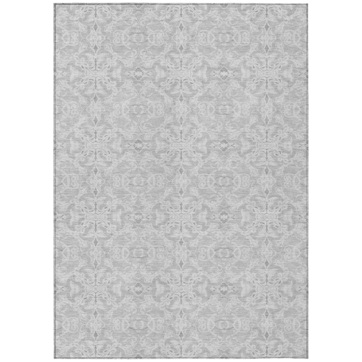586828 3 x 5 ft. Medallion Washable Indoor & Outdoor Rectangle Area Rug, Silver & Gray