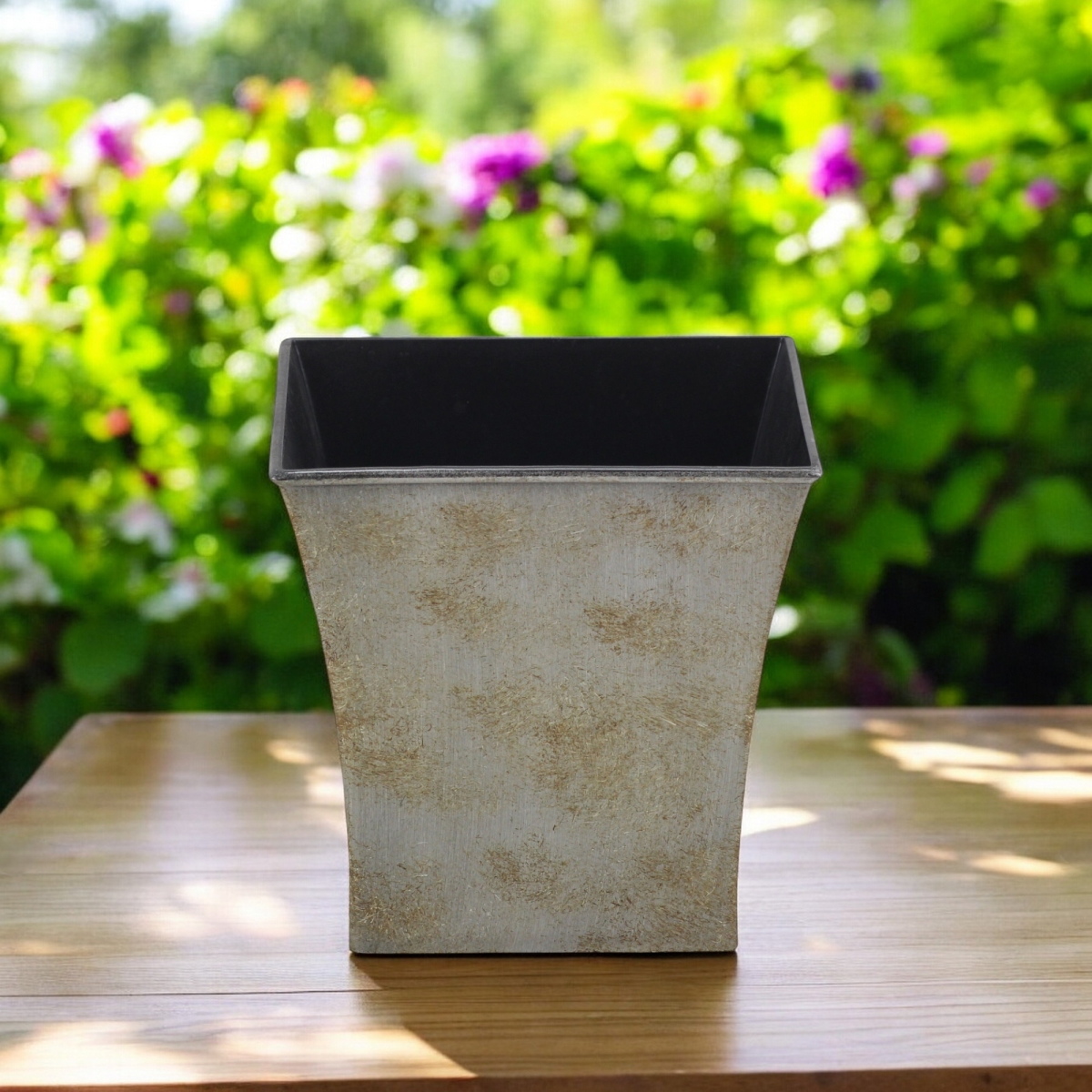 Gray Recycled Plastic Square Pot Planter - 7 in. - Indoor & Outdoor Use - Durable