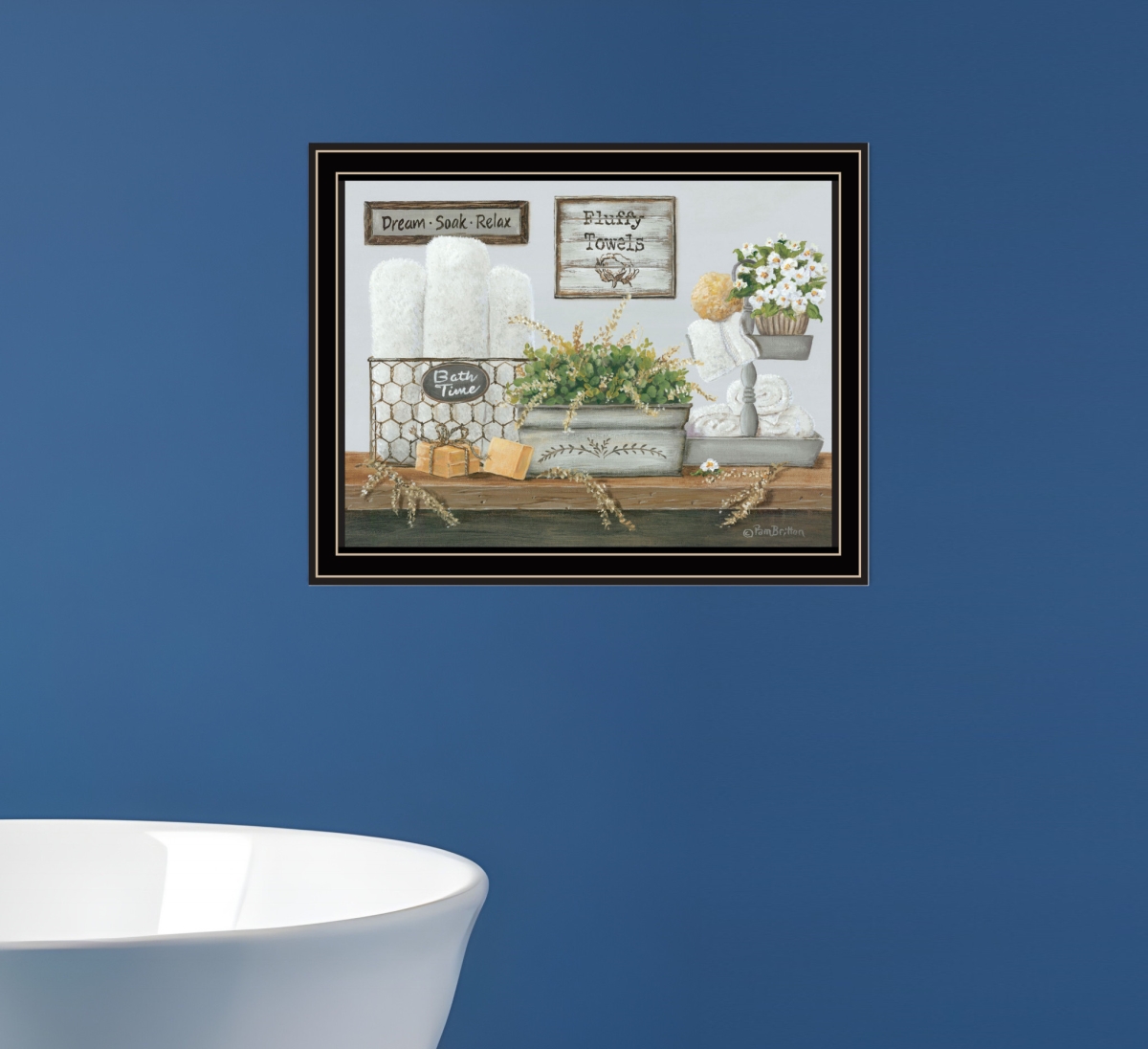 529675 Rectangle Fluffy Towels Black Framed Print Wall Art