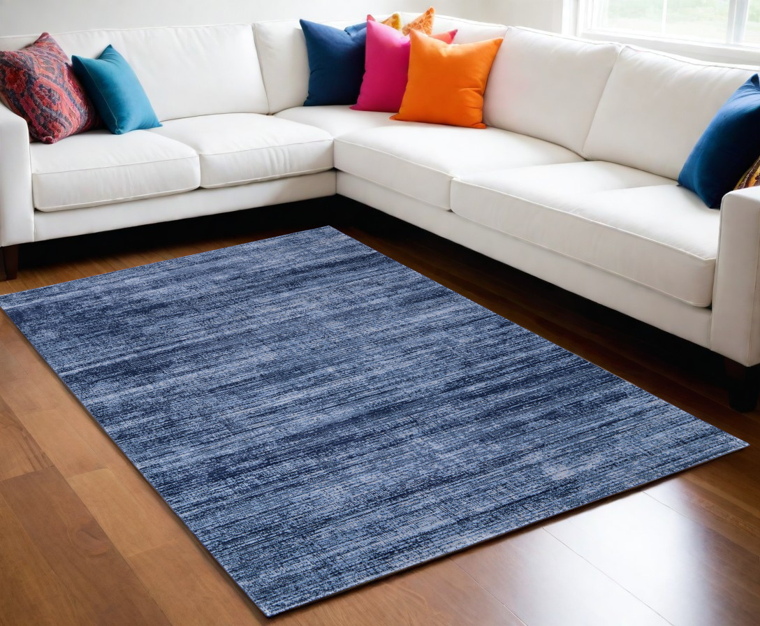 566806 5 x 8 ft. Power Loom Rectangle Area Rug, Blue & Gray