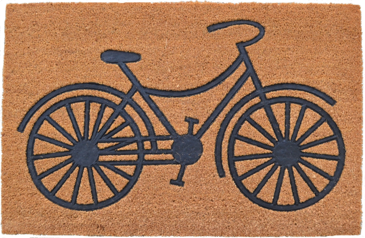 555558 24 x 36 in. Brown & Black Coir Bicycle Outdoor Door Mat