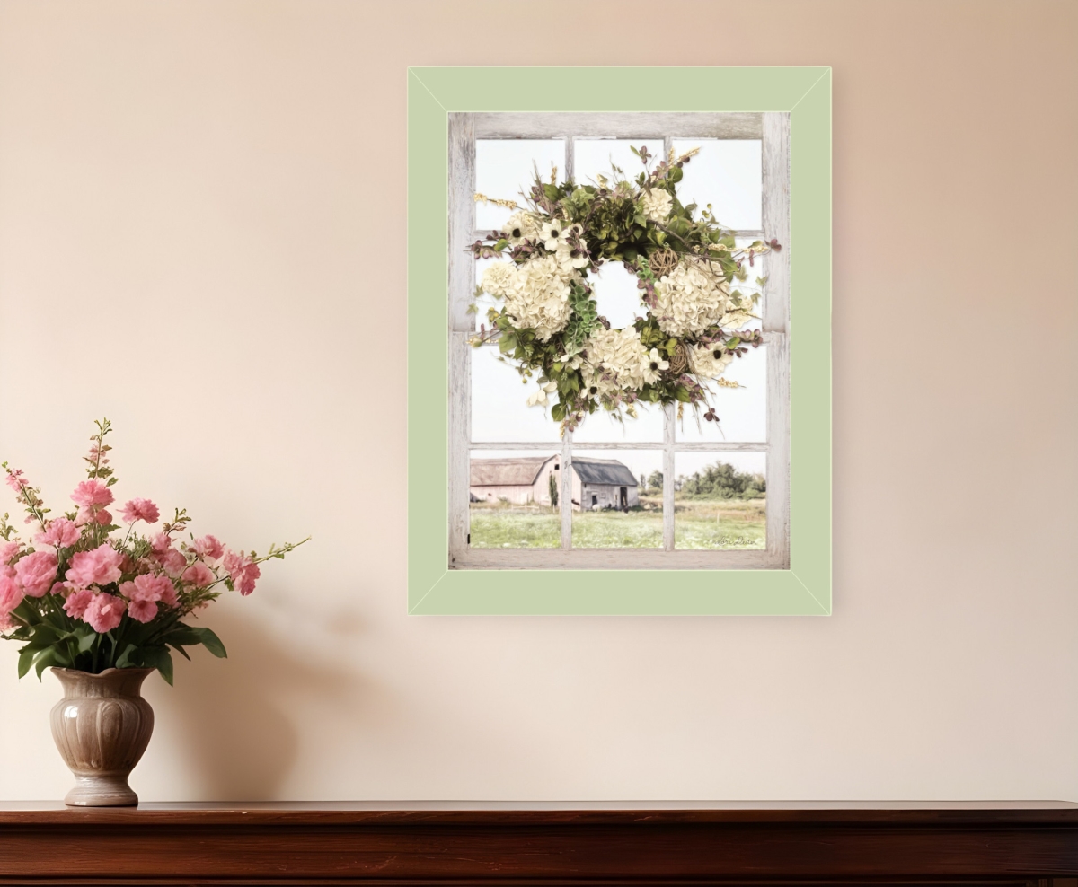 505486 Pleasant View Light Green Framed Print Wall Art