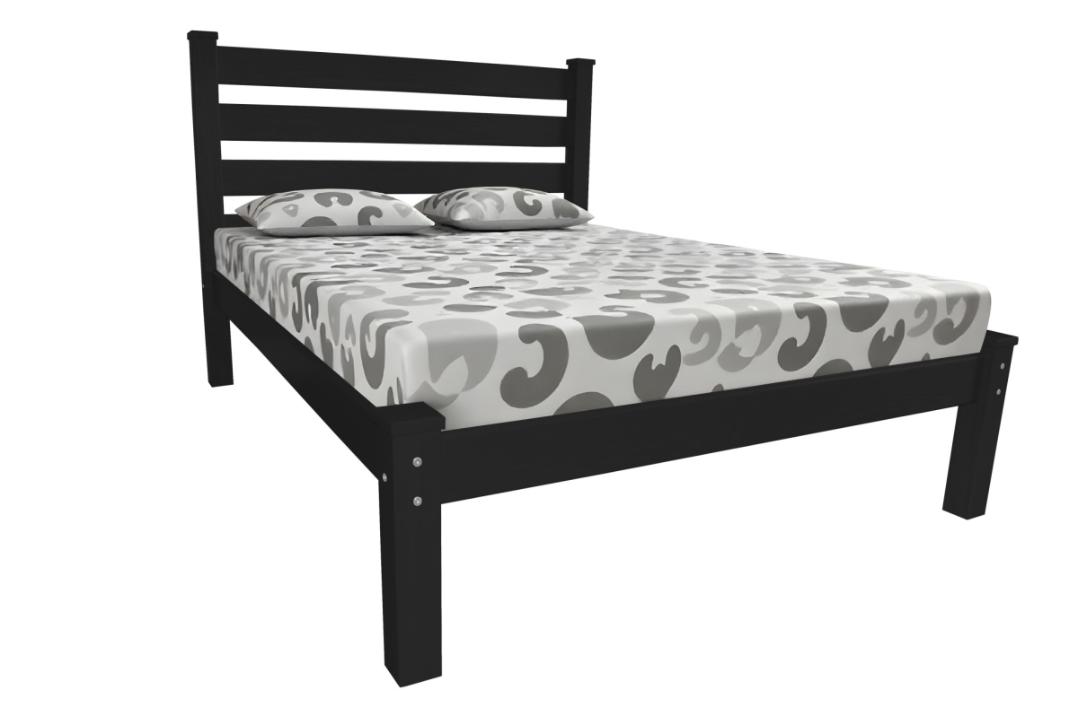 546886 Black Solid Wood Queen Size Bed Frame