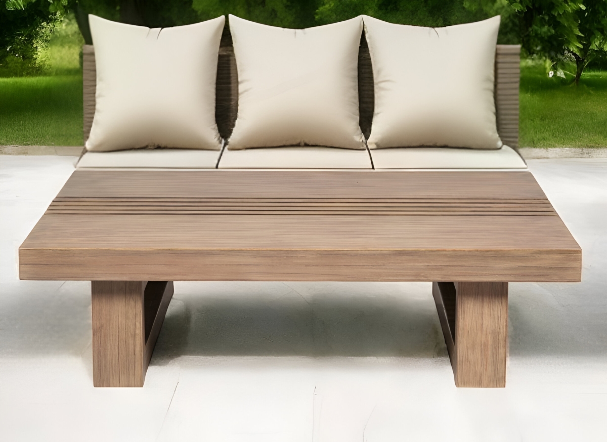 555648 33 in. Natural Solid Wood Outdoor Coffee Table