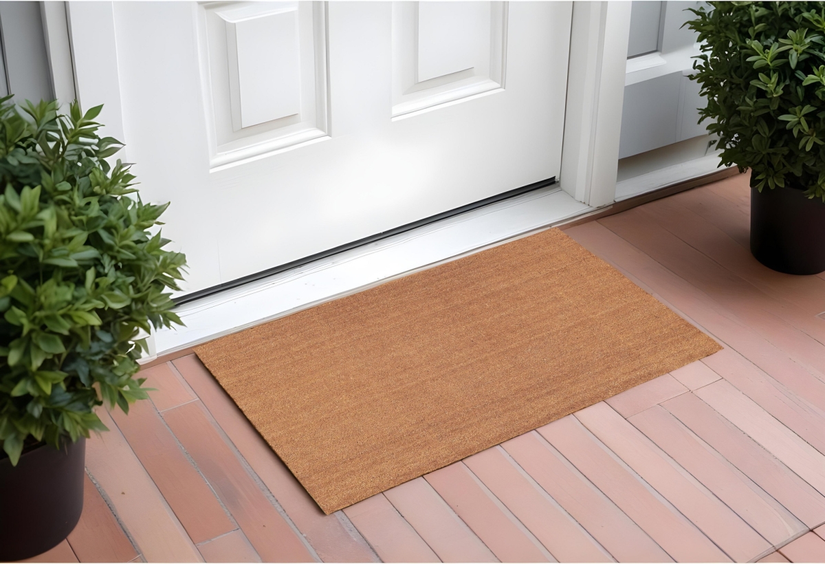 555276 24 x 48 in. Natural Coir Solid Color Outdoor Door Mat