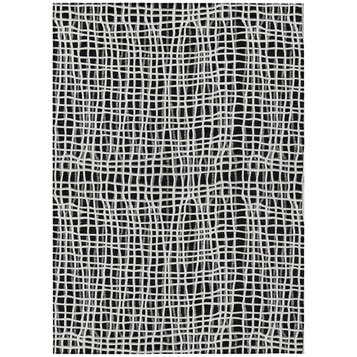 583406 9 x 12 ft. Striped Washable Indoor & Outdoor Rectangle Area Rug, Black, Gray & Ivory