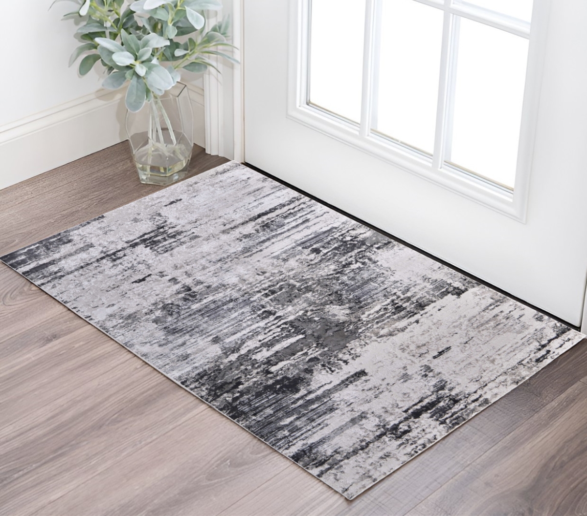 567930 2 x 3 ft. Abstract Power Loom Worn Faded Rectangle Area Rug, Ivory & Gray