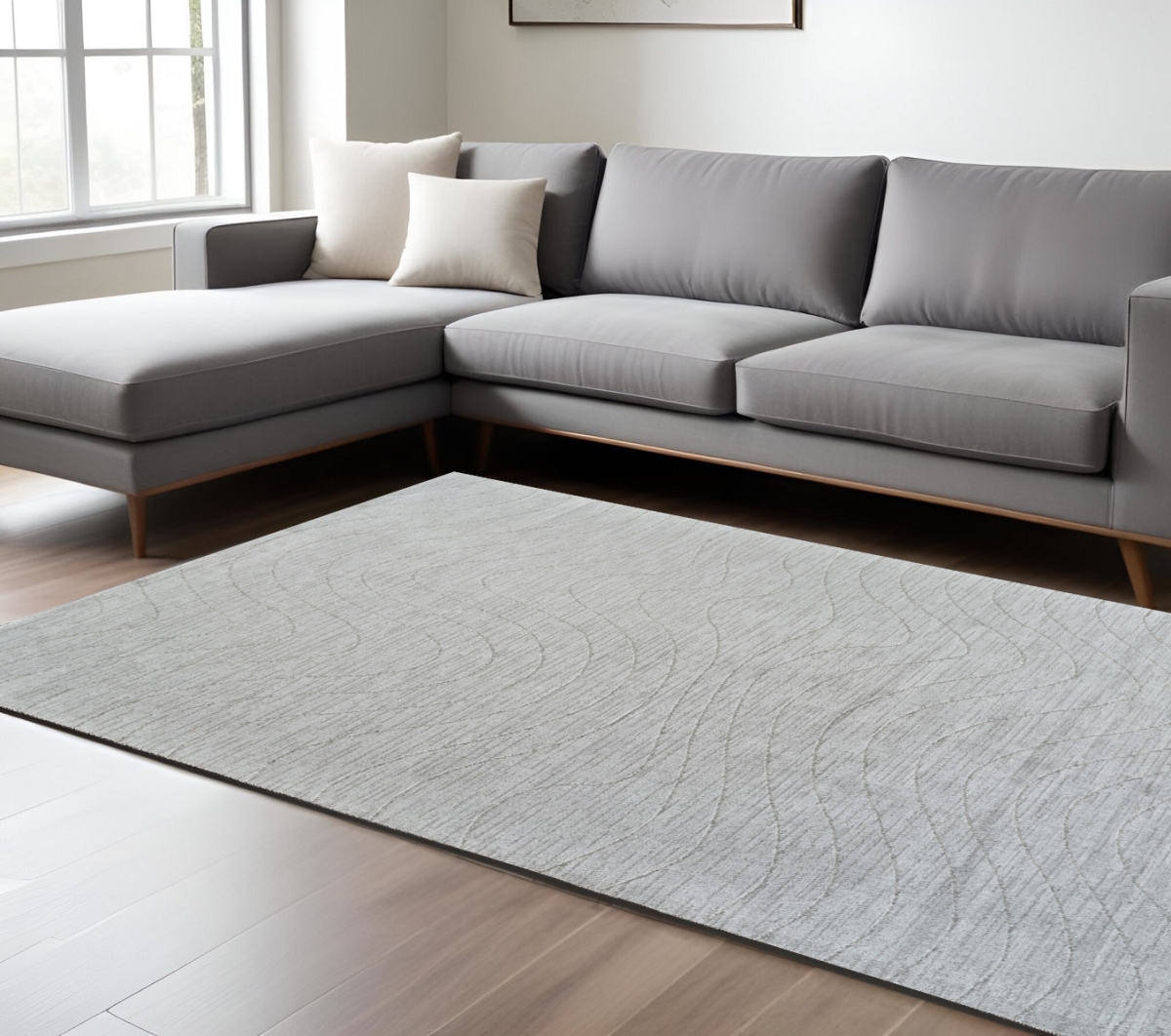 559087 7 x 10 ft. Abstract Non Skid Rectangle Area Rug, Gray