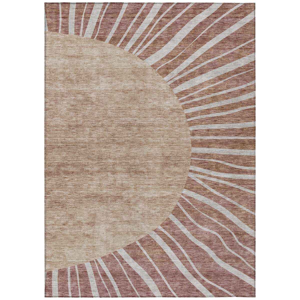580862 3 x 5 ft. Abstract Washable Indoor & Outdoor Rectangle Area Rug, Orange, Copper & Terra Cotta