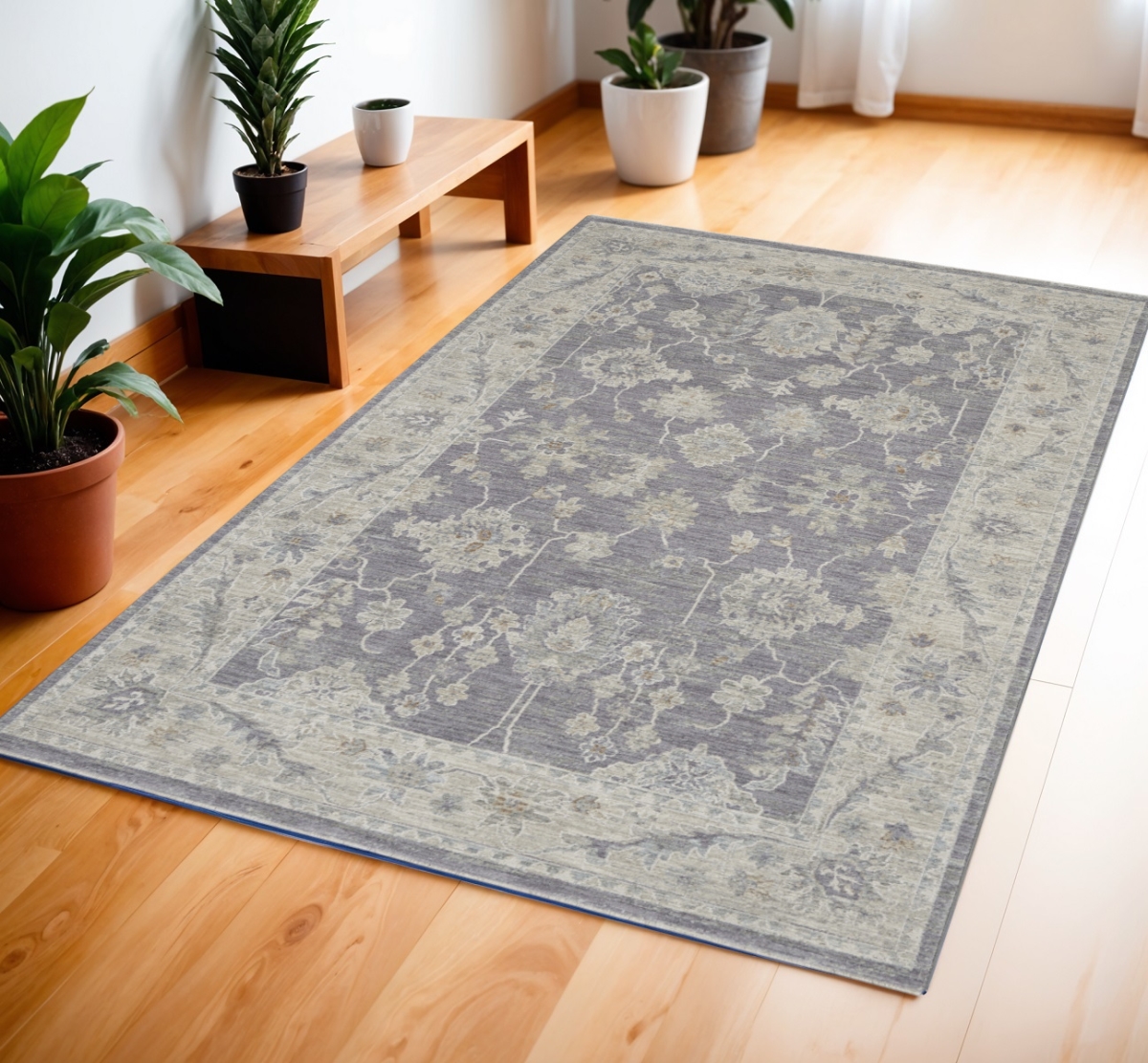 550416 4 x 6 ft. Floral Power Loom Polypropylene & Polyester Area Rug - Pink & Ivory