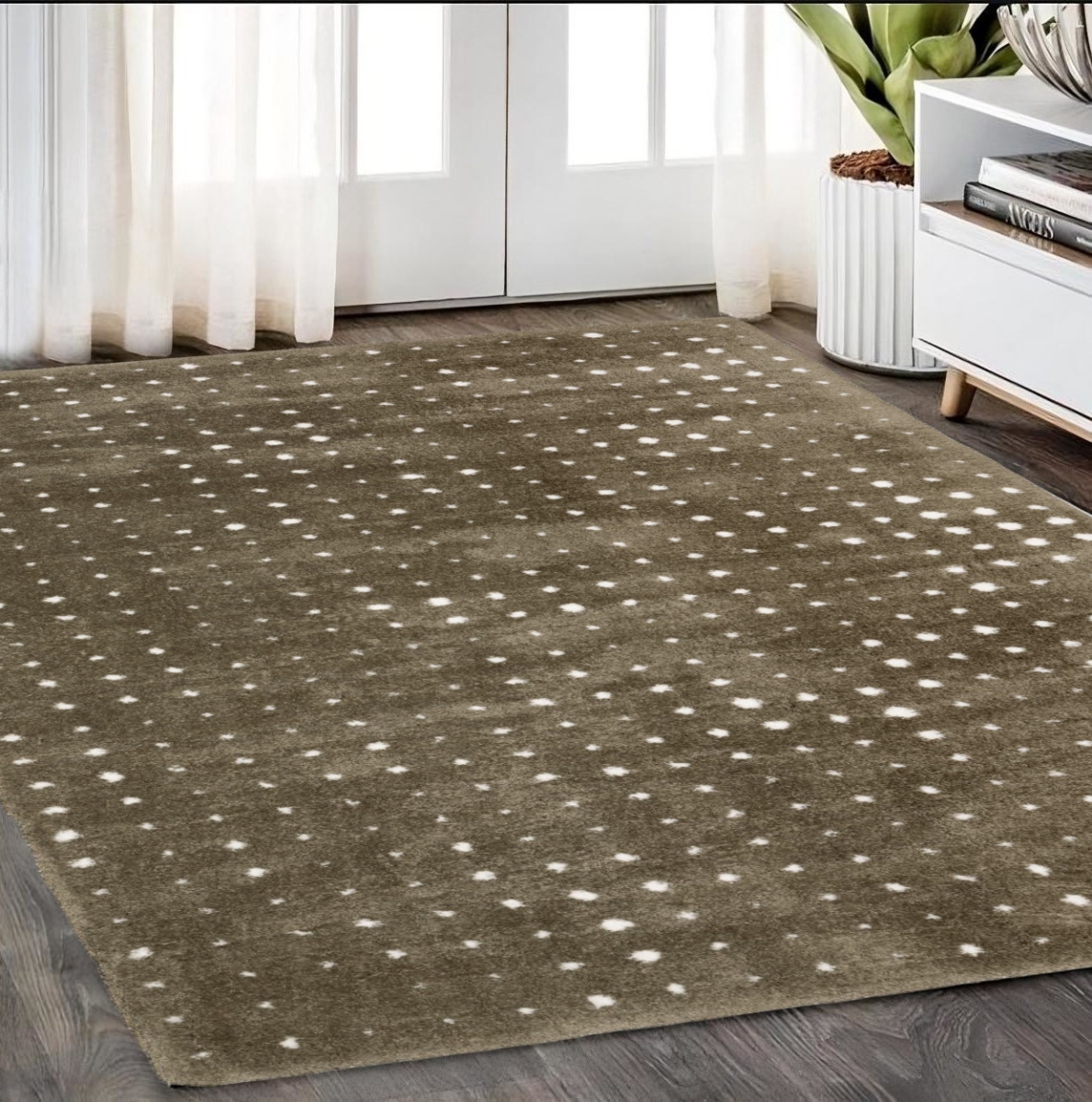 575043 5 x 8 ft. Geometric Rectangle Area Rug, Brown & Ivory