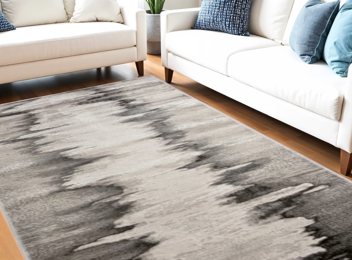 565805 5 x 8 ft. Abstract Power Loom Rectangle Area Rug, Gray, Ivory & Taupe